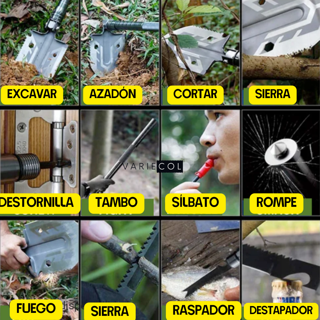 NUEVA Y PRACTICA PALA PORTATIL PLEGABLE 12 EN 1