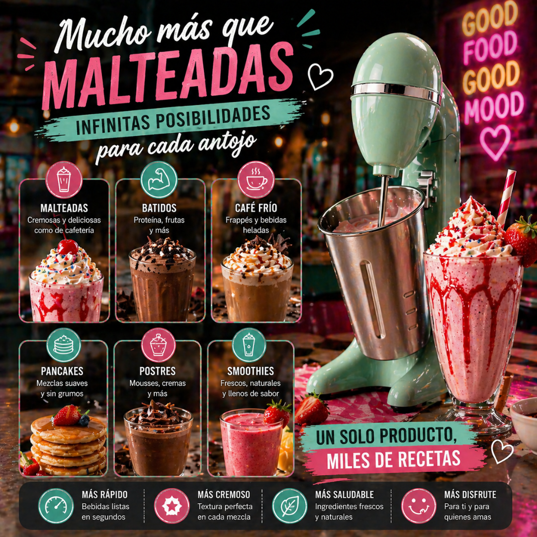 Malteadas cremosas como de cafetería… sin salir de casa - Batidora Malteadora