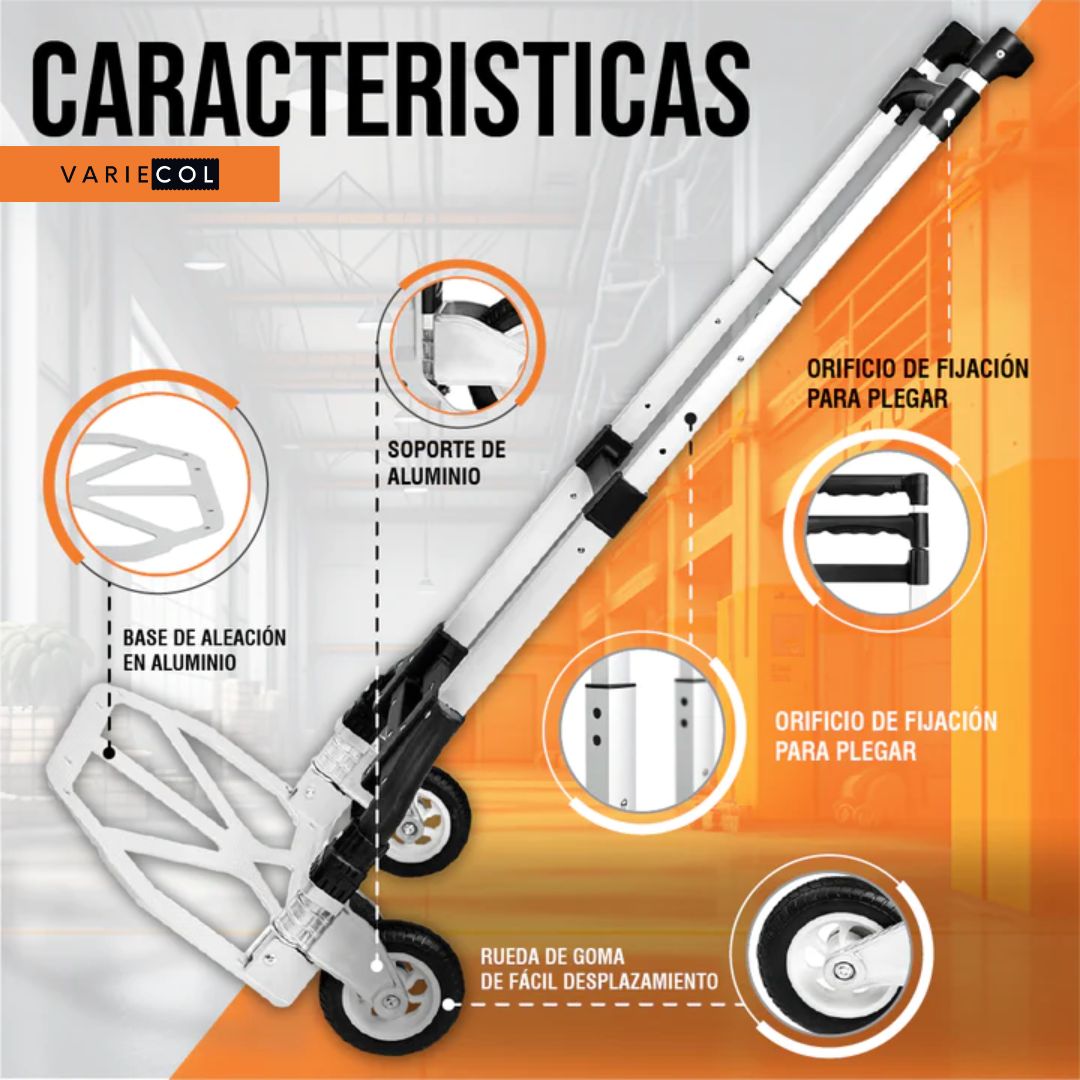 PRACTICO MONTA CARGA DE ALUMINIO PLEGLABLE® CON CAPACIDAD DE HASTA 80KG