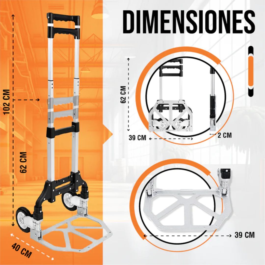 PRACTICO MONTA CARGA DE ALUMINIO PLEGLABLE® CON CAPACIDAD DE HASTA 80KG