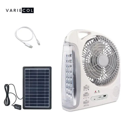 PRACTICO Y EFICAZ VENTILADOR SOLAR 6 EN 1 CON LAMPARA Y CARGA USB®