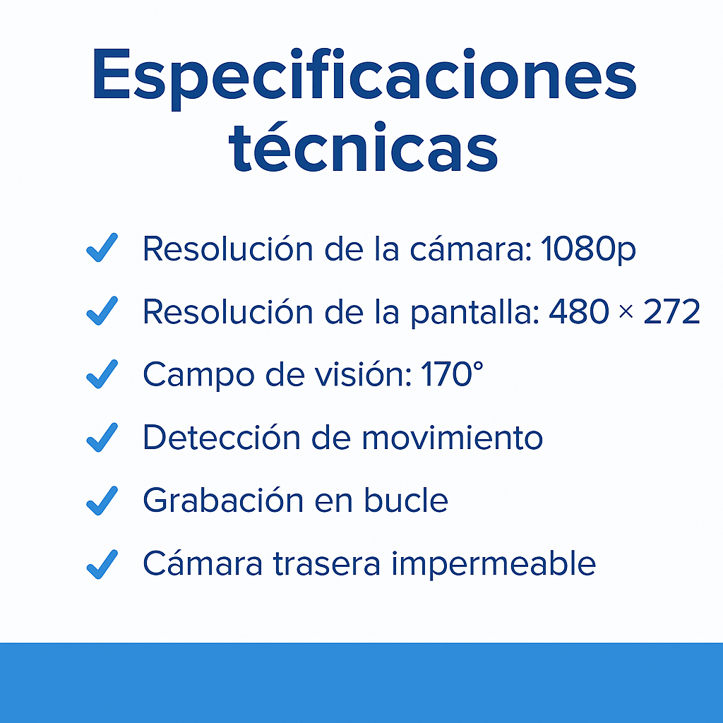 Espejo Retrovisor con Pantalla 4.3” + Cámara de Reversa | 1080p | Gran Angular