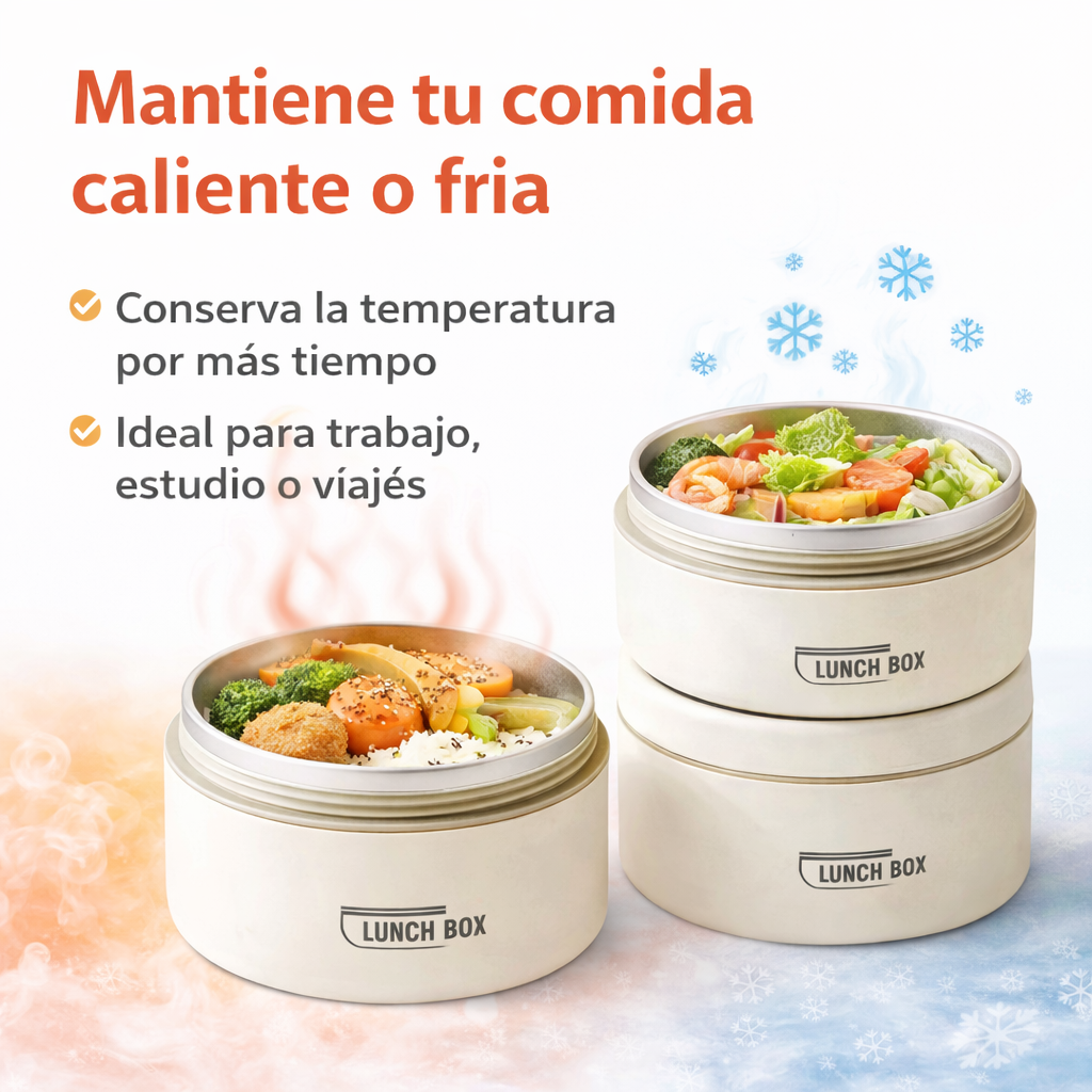 Tu comida caliente, donde quieras  - LONCHERA TERMICA X3