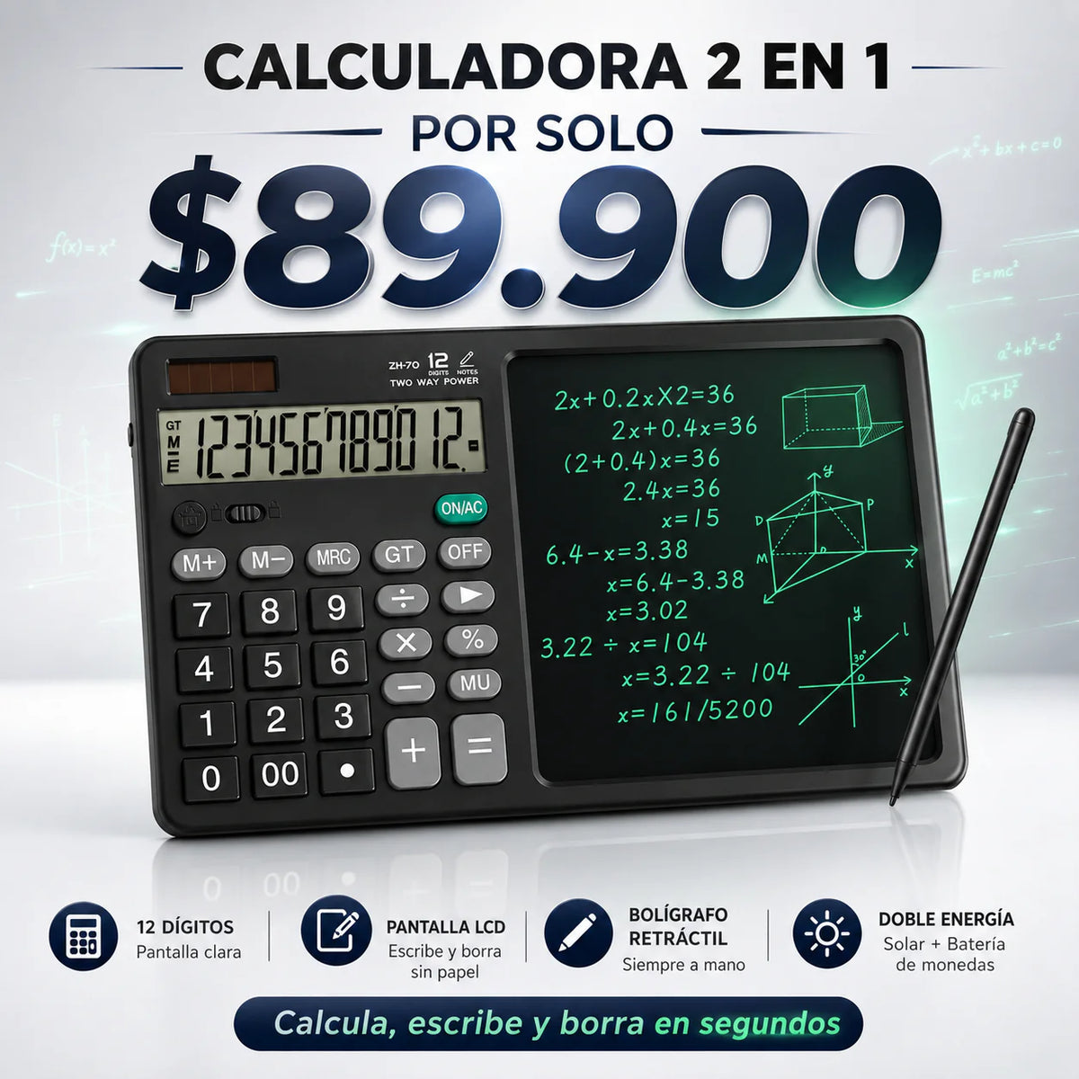 CALCULADORA 2 EN 1 CALCULADORA + LAPIZ